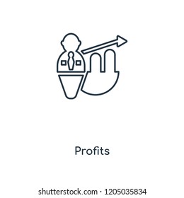 Profits concept line icon. Linear Profits concept outline symbol design. This simple element illustration can be used for web and mobile UI/UX.