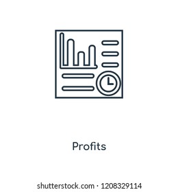 Profits concept line icon. Linear Profits concept outline symbol design. This simple element illustration can be used for web and mobile UI/UX.