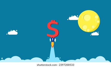 Profits grow beyond imagination. Rocket money flying over the moon 