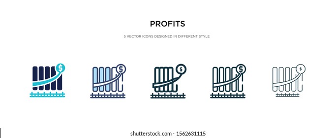 profits icon in different style vector illustration. two colored and black profits vector icons designed in filled, outline, line and stroke style can be used for web, mobile, ui