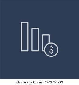 Profits icon. Trendy flat vector line Profits icon on dark blue background from business   collection. 