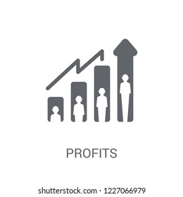 Profits icon. Trendy Profits logo concept on white background from Startup Strategy and Success collection. Suitable for use on web apps, mobile apps and print media.