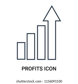 Profits icon vector isolated on white background, Profits transparent sign , outline thin symbols or linear analytics