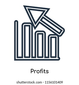 Profits icon vector isolated on white background, Profits transparent sign , thin symbols or lined elements in outline style