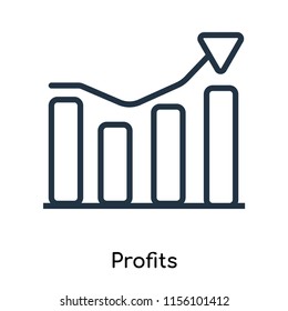 Profits icon vector isolated on white background, Profits transparent sign , thin symbols or lined elements in outline style