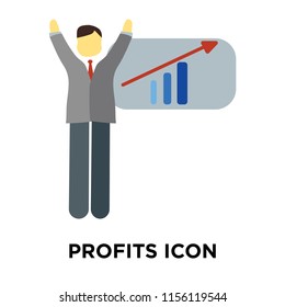 Profits icon vector isolated on white background, Profits transparent sign
