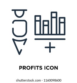 Profits icon vector isolated on white background, Profits transparent sign , line symbol or linear element design in outline style