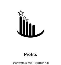 Profits icon vector isolated on white background, logo concept of Profits sign on transparent background, filled black symbol