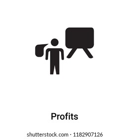 Profits icon vector isolated on white background, logo concept of Profits sign on transparent background, filled black symbol