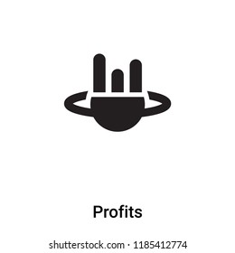 Profits icon vector isolated on white background, logo concept of Profits sign on transparent background, filled black symbol