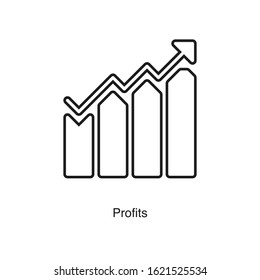Profits icon vector on white background. Analytics black icon illustration