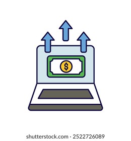 Icono de ganancias con fondo blanco Vector Ilustración de stock