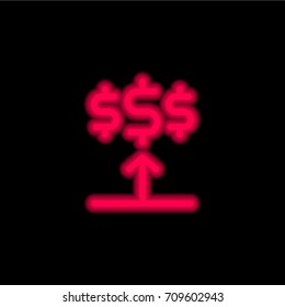 Profits red glowing neon ui ux icon. Glowing sign logo vector