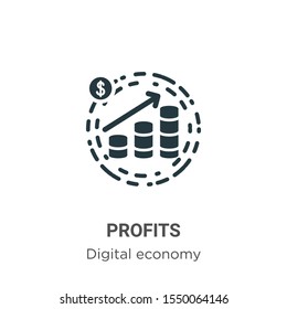 Profits vector icon on white background. Flat vector profits icon symbol sign from modern digital economy collection for mobile concept and web apps design.
