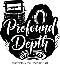 Profunda profundidad Ancla Olas de mar Vector Negro Dibujado a mano Tipografía Logotipo Emblema Insignia Icono Silueta Antiguas Retro Gráfico Marino Náutico Estable