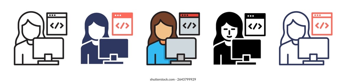 Progammer Icon Multiple Vector Illustration