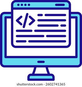 Progamming Icon Blue Vector Illustration