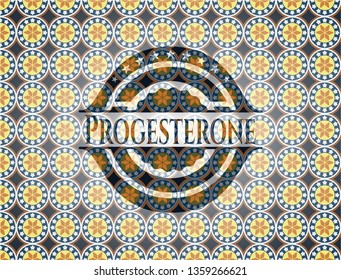 Progesterone arabesque emblem background. arabic decoration.