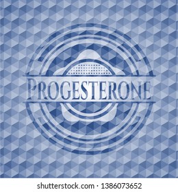 Progesterone blue emblem with geometric pattern. Vector Illustration. Detailed.