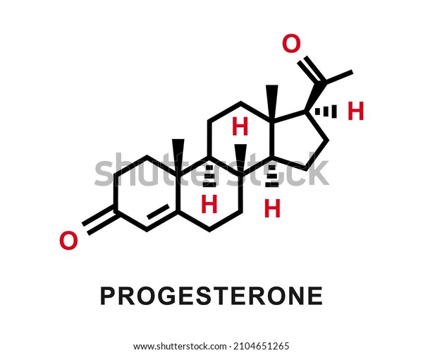 Progesterone chemical formula. Progesterone\
chemical molecular structure. Vector\
illustration