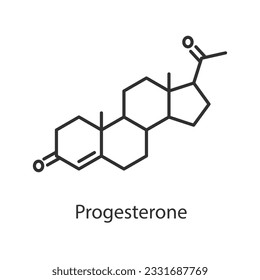 Progesterone hormone. Line with editable stroke