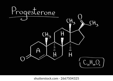Progesterona Hormone Molecular Structure Chalkboard Drawing
