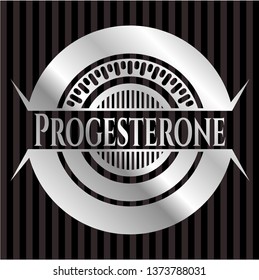 Progesterone silver shiny badge