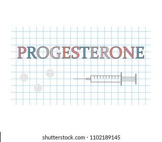 progesterone word on checkered paper sheet- vector illustration