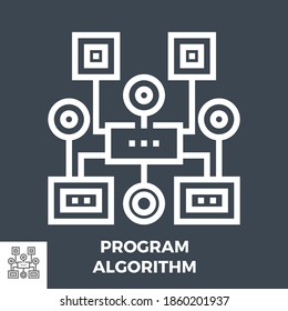 Program Algorithm Thin Line Vector Icon Isolated on the Black Background.