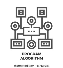 Program Algorithm Thin Line Vector Icon Isolated on the White Background.