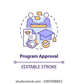 Program approval concept icon. Tuition education. Reimbursement. Professional development. Student loan abstract idea thin line illustration. Isolated outline drawing. Editable stroke