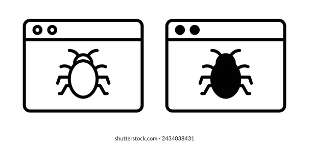 Icono de línea de error de programa. Icono de símbolo de anomalía de código en estilo plano sólido y contorno.