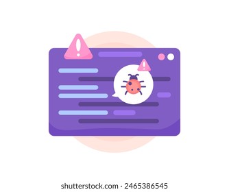 Program bugs. Appears or detected bugs in the system or software. errors and bugs in coding. notifications or alerts. symbols. illustration concept design. graphic elements