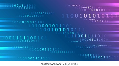 Código de programa. Fondo de computadora de números. Ilustración de datos voladores. Análisis, clasificación, estructuración, transferencia de información. Fondo azul con flujo de datos. Código binario, inteligencia artificial.