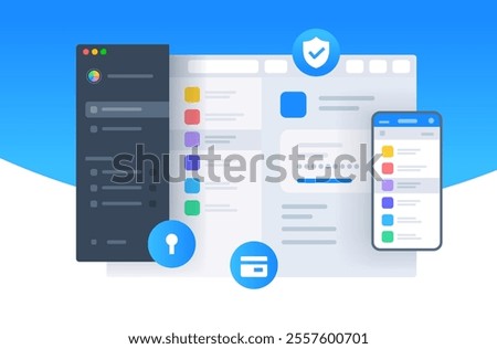 Program for creating a single Password. Password Manager place for users to store various passwords, software licenses, and other sensitive information in a virtual vault that is locked. Vector illust