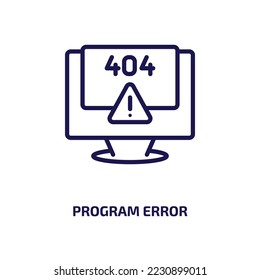program error icon from programming collection. Thin linear program error, error, program outline icon isolated on white background. Line vector program error sign, symbol for web and mobile