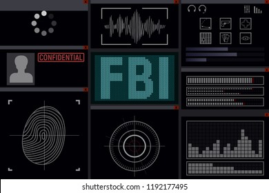 Program for the FBI. Display vector illustration. Spy