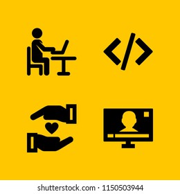 program icon. 4 program set with loyalty, code and television vector icons for web and mobile app