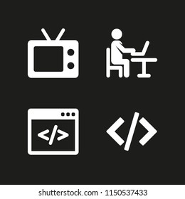 program icon. 4 program set with television and code vector icons for web and mobile app