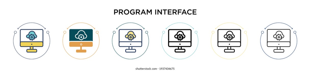 Program interface icon in filled, thin line, outline and stroke style. Vector illustration of two colored and black program interface vector icons designs can be used for mobile, ui, web