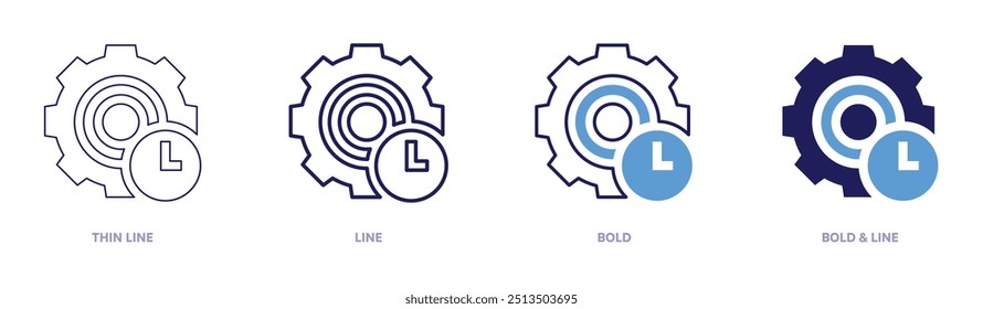 Ícone do gerenciador de programas em 4 estilos diferentes. Linha fina, Linha, Negrito e Linha Negrito. Estilo duotônico. Traçado editável.