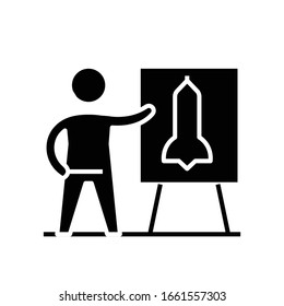 Program presentation black icon, concept illustration, vector flat symbol, glyph sign.