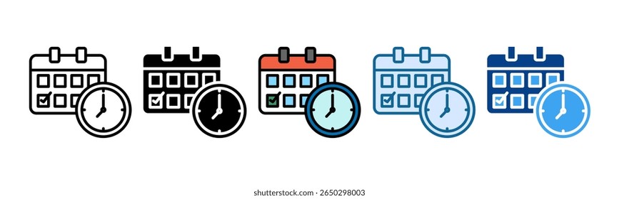 Program Schedule Icon Set Multiple Style Collection