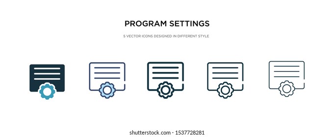 program settings icon in different style vector illustration. two colored and black program settings vector icons designed in filled, outline, line and stroke style can be used for web, mobile, ui