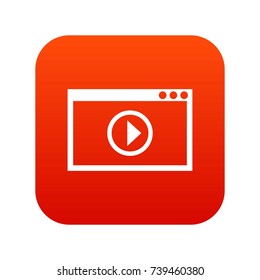 Program for video playback icon digital red for any design isolated on white vector illustration