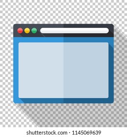 Program window icon in flat style with long shadow on transparent background