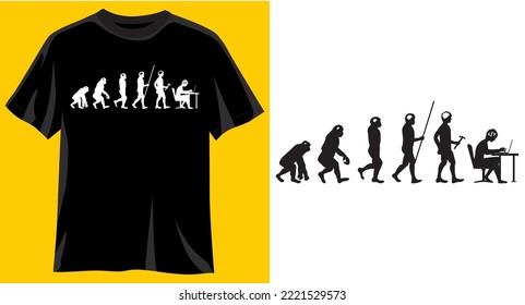 Programer evolution, Funny Graphic t-shirt design, typography slogan with cartoon evolution ,vector illustration for t-shirt.