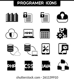 programer and software development coding icons