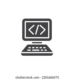 Programing, coding vector icon. filled flat sign for mobile concept and web design. Computer code glyph icon. Symbol, logo illustration. Vector graphics