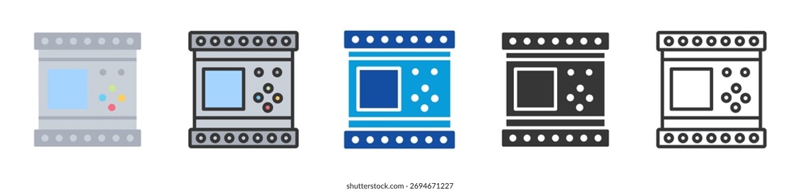 programmable logic controller icon set multi style various collection